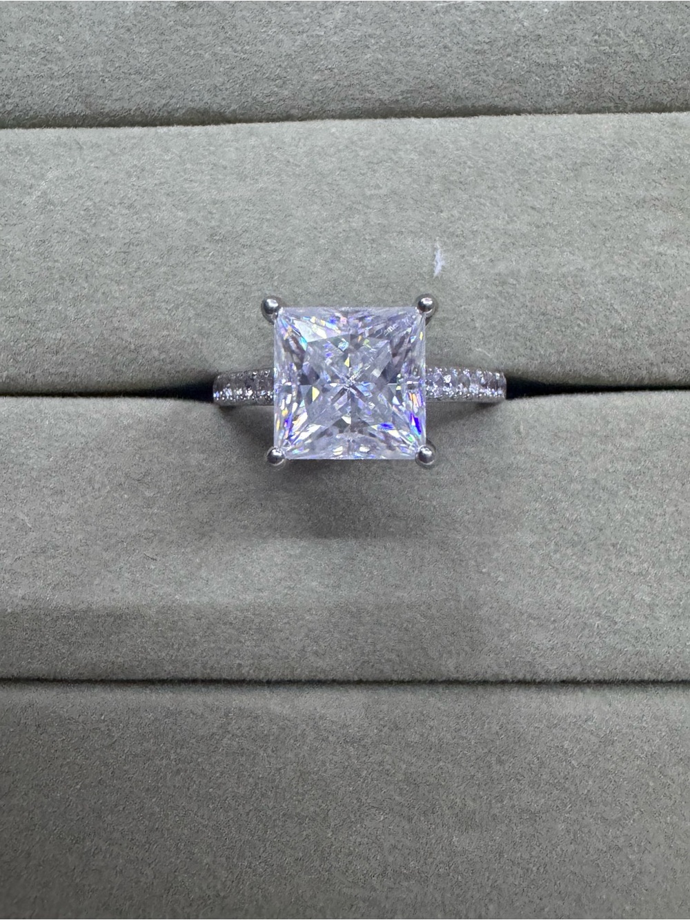 3ct Princess Cut Moissanite Ring Size 6 925 Sterling Silver UGI Certified